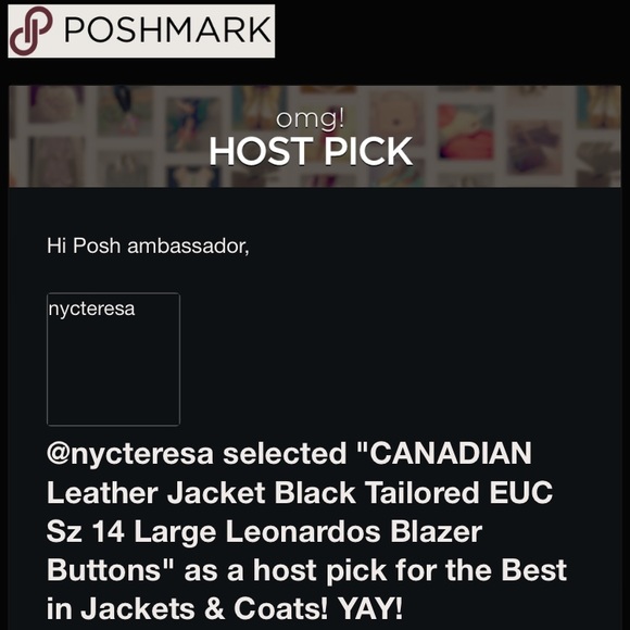 CANADIAN Leather Jacket Black Tailored EUC Sz 14 Large Leonardos Blazer Buttons - Picture 3 of 16